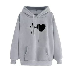 เสื้อสเวตเตอร์มีฮู้ดลายหัวใจสีแดงเลือดนกแบบลำลองสำหรับทุกเพศเสื้อแขนยาวฤดูใบไม้ร่วง - Product Image 4