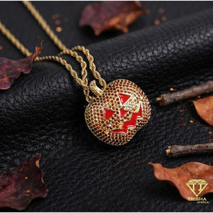Pendentif Moissanite Visage de Citrouille Personnalisé en Argent Sterling 925, Collier Breloque Tendance Halloween Sertie de Pierres - Product Image 4