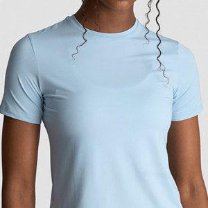 Camiseta Deportiva de Manga Corta para Mujer, Cuello en V, Material Acanalado, Alta Elasticidad, Estilo Veraniego - Product Image 3