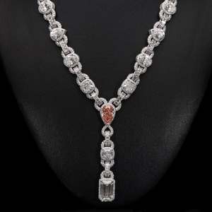 Collar de Cadena con Eslabones de Diamantes Moissanite VVS, Chapado en Oro Blanco sobre Plata de Ley S925, Estilo Hip Hop, con Certificado GRA, para Regalo - Product Image 2