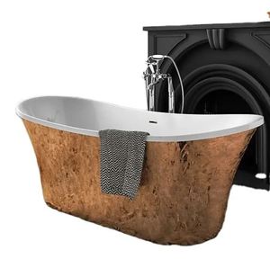 Baignoire ovale autoportante en cuivre, baignoire classique pour adultes, durable, portable, pour bains de glace, baignoire extérieure - Indian Home - Product Image 2