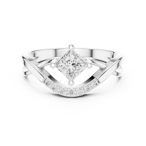 Anillo de cóctel de declaración de lujo de 14K con joyas escarlata con piedra de diamante CZ grande para ropa de fiesta - Product Image 6