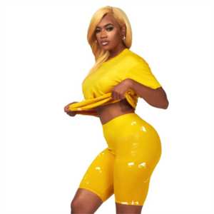 Conjunto Deportivo Sin Costuras Personalizado para Mujer, Top de Manga Larga, Pantalones Cortos de Cintura Alta, Ropa Deportiva - Product Image 1