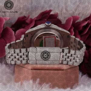 Montre de luxe Charm Jewells en acier inoxydable, boîtier rond de 40 mm, quartz analogique, lunette sertie de diamants, mode féminine - Product Image 3
