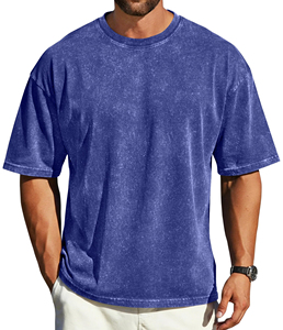 เสื้อยืดเบสิคทรงโอเวอร์ไซส์ ผ้าฟอกสี 280 กรัม คอเสื้อแบบดรอปโชว์เดอร์ เสื้อเบสิคผู้ชาย วินเทจ แขนสั้น สีพื้น เสื้อยูนิเซ็กส์ - Product Image 1