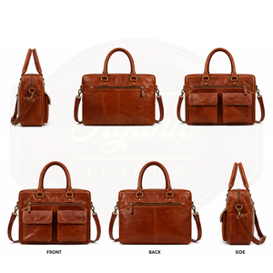 Premium Genuine Leather Hand Carry Laptop <b>Bag</b> for Men – Business Briefcase Computer Messenger <b>Bag</b> - Product Image 6