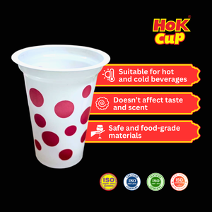 Food-Graded Polka Dot Custom Printing 200 ml <b>Plastic</b> PP Polypropylene <b>Cup</b> made in Indonesia - Product Image 5