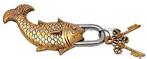 กุญแจทองเหลืองลายปลาแบบโบราณ สำหรับตกแต่งบ้าน ตู้ และประตู - Product Image 4