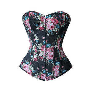 Breathable Women's <b>Plus</b> <b>Size</b> Long Corset <b>Top</b> with Embroidery & <b>Sequined</b> Decoration Denim Fabric Quick Dry - Product Image 5