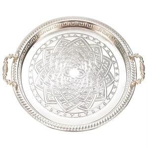 Bandeja de Servir Plateada Moderna y Lujosa con Diseño Grabado y Asas Laterales, Multifuncional para Bodas y Uso Doméstico - Product Image 6
