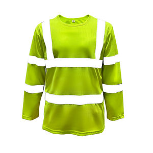 Camiseta de Seguridad Reflectante de Manga Larga Verde con Logotipo Personalizado, ANSI Clase 1, Impermeable, con LED Intermitente, Ropa de Trabajo de Poliéster - Product Image 1