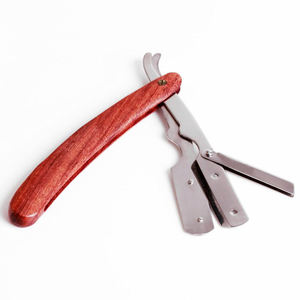 มีดโกนหนวดสำหรับช่างตัดผม ด้ามไม้ สแตนเลส - Product Image 4