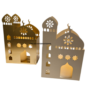 โคมไฟตกแต่งรอมฎอนอิสลามสวยงาม โคมไฟโลหะสีเขียวสำหรับตั้งโต๊ะ - Product Image 2