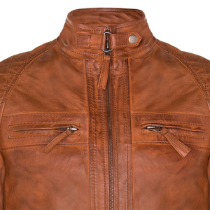 Veste en cuir PU solide pour homme style motard avec col montant, imperméable et respirante, veste d'extérieur d'hiver, fermeture éclair en métal - Product Image 4