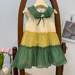 Lindo Vestido Mini sin Mangas con Corte en A para Niñas, Vestido de Verano Transpirable de Algodón y Lino - Vestidos Casuales para Niñas - Product Image 5