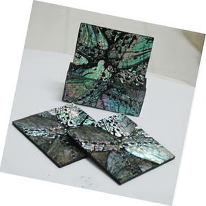 Sous-verre en coquille d'ormeau, mosaïque de Bali, verrerie et dessous-de-plat, artisanat artistique, motif mosaïque, taille 100 mm - Product Image 3