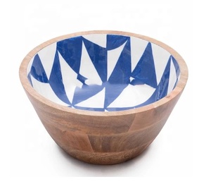 Nuevo diseño de cuenco de madera esmaltada para servir, cuenco de madera esmaltada para ensalada, cuenco de madera de mango, cuenco de madera de acacia a bajo precio al por mayor - Product Image 4