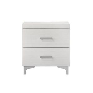 Comodino bianco a 2 cassetti con gambe in metallo - Product Image 1
