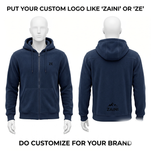 240 GSM Premium Polyester Fleece Men's Autumn Breathable Waterproof Reflective <b>Puller</b> Jacket Navy Custom Embroidery Print Logo - Product Image 1