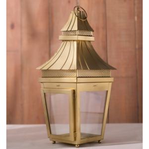 Portavelas de madera de latón antiguo, diseño hecho a mano, farol colgante de suelo único para decoraciones navideñas para el hogar, incluye vela - Product Image 5