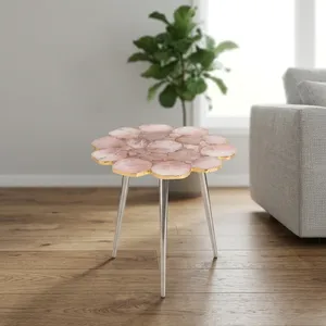 Modern <b>Round</b> Nesting <b>Side</b> <b>Tables</b> with Faux Marble Top and Metal Frame Living Room Furniture Decorative Accent <b>Table</b> - Product Image 3
