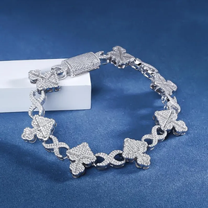 Luxury Moissanite Spade Link Bracelet 925 Silver Rhodium Plated Iced Out <b>Playing</b> <b>Card</b> Inspired Statement Jewelry for Unisex - Product Image 1
