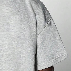 T-shirt surdimensionné à col rond et épaules tombantes 100 % coton, personnalisé, streetwear pour homme, noir uni, poids lourd 380 GSM - Product Image 5