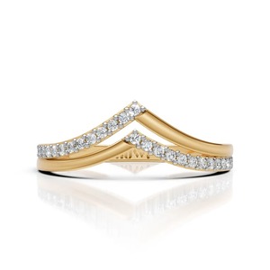 Ensemble de bagues imposantes en diamant, en argent plaqué rhodium, bijoux raffinés pour homme, pièce de mariage avec deux bandes de contour en chevron - Product Image 2
