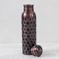 Bouteille d'eau artisanale en cuivre pur, motif diamant antique, capacité 950 ml, anti-fuite, fabricant de bouteilles en cuivre authentiques