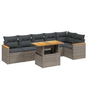 Ensemble de canapés de jardin gris en rotin pour l'extérieur avec coussins imperméables, design contemporain pour terrasse ou balcon - Product Image 4