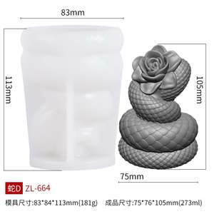 Snake <b>Shaped</b> Aromatherapy <b>Candle</b> Rose Halloween Gift Gypsum <b>Candle</b> Silicone Mold - Product Image 6