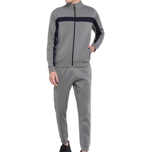 Chándal Deportivo para Hombre en Color Gris con Bloques de Color, Cierre de Cremallera, Transpirable, para Otoño, Corte Regular, con Bolsillos Laterales - Product Image 1