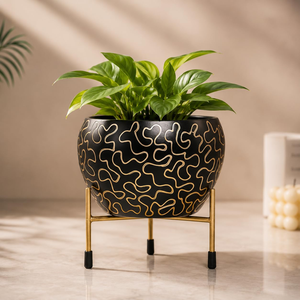 Maceta de Metal Pintada a Mano DPNT con Soporte, Maceta Decorativa Moderna para Interiores y Exteriores, Hogar, Oficina, Sala de Estar - Product Image 1