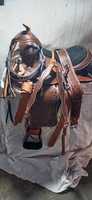 Tapis de selle de cheval en cuir véritable, faits main, style western anglais, avec absorption des chocs et antidérapants, pour bride de cheval