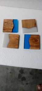 Luxury Handmade Acacia Wood & Epoxy Resin <b>Coaster</b> Set Premium Artisan <b>Drink</b> <b>Coasters</b> for Coffee, Tea, Wine, Whiskey - Product Image 3