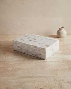 Caja de Regalo Decorativa Rectangular Ecológica Hecha a Mano con Diseño Floral de Madreperla para Joyería de Boda, para Sala de Estar - Product Image 2