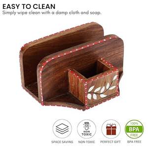 Porta Servilletas Redondo de Madera Hecho a Mano, Cubierta para Servilletas de Madera SHEESHAM, Porta Servilletas Rectangular de Primera Calidad para Comedor - Product Image 3