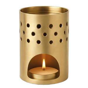 VENTA CALIENTE Portavelas de metal perforado dorado con luz de té Decoración de lujo para el hogar e iluminación moderna - Product Image 1