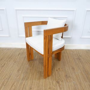 Silla de comedor para exteriores de madera de teca con cojín - Product Image 1