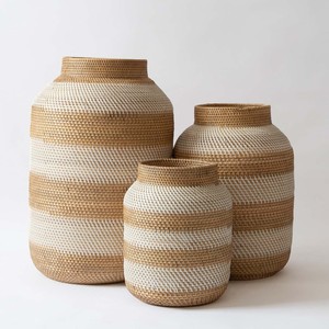 Jarrones de ratán azul, tejidos a mano con fibra natural, jarrón decorativo al precio más bajo, maceta hecha a mano - Product Image 3
