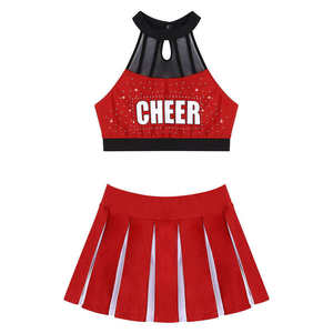 Conjunto de Top Corto y Falda Plisada con Pedrería Personalizada para Uniforme de Animadoras, Ropa Deportiva para Equipos Juveniles y Adultos - Product Image 2