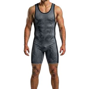 Combinaison de lutte pour hommes en tissu nylon hautement élastique noir et or, vêtements de musculation, combinaison de musculation en polyester à séchage rapide - Product Image 3
