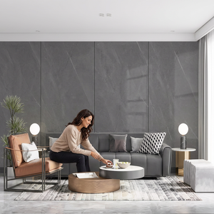 Dalles de pierre frittée polie Pietra Grey 160x320cm, grand format, aspect marbre naturel, pour extérieur et salle à manger - Product Image 2