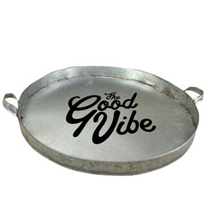 Décoration intérieure au design unique et moderne Grand plateau de service rond rustique pour l'extérieur pour les fêtes de bureau à domicile et la décoration de jardin - Product Image 3