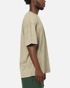 Camiseta Extra Grande para Hombre, Color Verde Oliva Claro, Estilo Vintage Lavado, Corte Holgado de Verano, Camiseta Personalizada al por Mayor OEM - Product Image 3