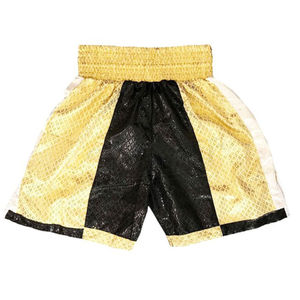 Shorts de boxe Muay Thai MMA pour hommes, noir et blanc, 100% polyester satiné, respirant, taille élastique, entraînement de fitness, shorts de kickboxing - Product Image 3