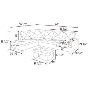Juego de sofás de 3 piezas para sala de estar de franela blanco hinchado - Product Image 5