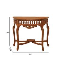 Table console moderne en bois de manguier sculpté à la main, style demi-lune, en bois massif, pour salon, entrée, couloir