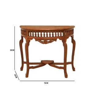 Half Moon Teak Wood Hand Carved <b>Console</b> <b>Table</b> Solid Wood Entryway Hallway Furniture - Product Image 3