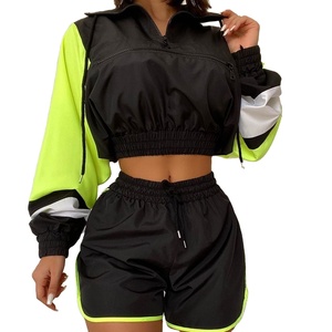 Wholesale Women Windbreaker Shorts <b>Sets</b> Oversized 2 Piece <b>Set</b> Breathable Plus Size Women's Windbreaker Shorts <b>Set</b> 2026 - Product Image 1